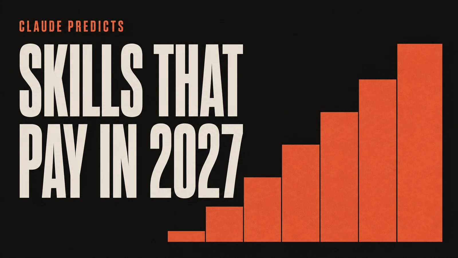 Benchivo cover for the Claude 2027 skills predictions: the headline SKILLS THAT PAY IN 2027 beside an ascending terracotta staircase.